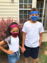 Load image into Gallery viewer, Headband And Mask Set - Children&#39;s Blue Tie-Dye Headband And Mask Set
